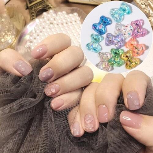 50pcs/lot 10X8 12 Colors Bright Colorful Rainbow Gummy Bear Flatback Resin Decoden Cabochons for Nail Art - set of 1 bag