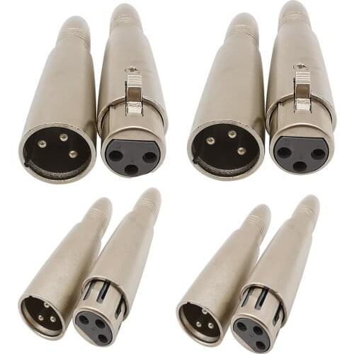 8Pcs Female Male 3 Pin XLR to 6.5mm 1/4" Female Socket Audio Adapter Mixer Microphone Speaker Connectors