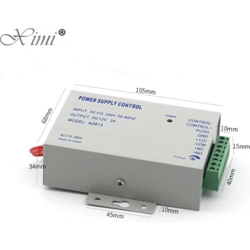 Free Shippiing 110-240V 50-60HZ For Different Country Use Stable Power Supply 12V3A Switch Power Supply Box For Access Control