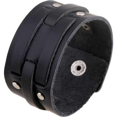 Neo-Gothic Popular Male Bracelet Punk Leather Cuff Wristband 22cm Party Accessories Jewelry Genuine Leather Bracelets Bangles