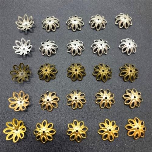 100pcs 14x14mm Jewelry Findings Alloy Beads Cap Ancient Charms Flower Shape Pendant Charms For Jewelry Making DIY Accessories