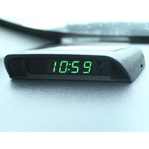 Portable Auto Dashboard Clocks Backlight Electronic Screen Temperature Clock Solar Car Digital LCD Clock & Temperature Display