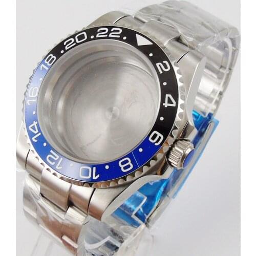 316L Stainless Steel Watch Case Sapphire Glass for NH35 NH36 Black Blue Bezel Solid Backcover Screw Down Crown