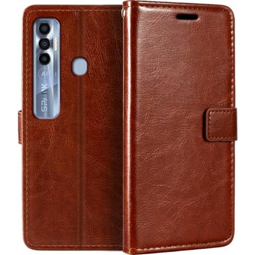Case For Tecno Spark 7 Pro Wallet Premium PU Leather Magnetic Flip Case Cover With Card Holder And Kickstand For Spark 7 Pro
