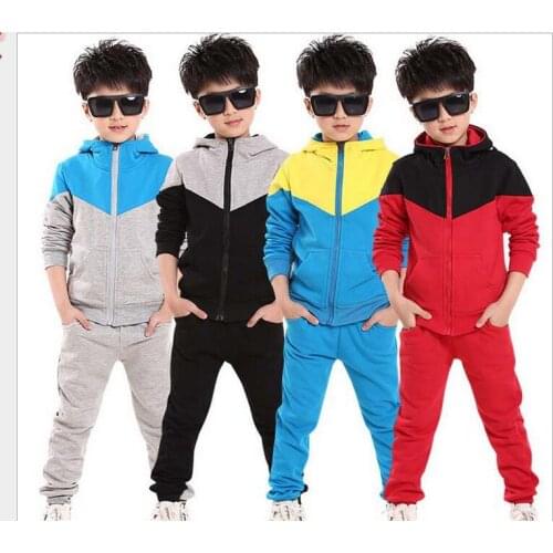 Childrens Boy Girl Boy Suits Two-piece Fashion Patchwork Zipper Jacket Coat and Pants Sport Clothing Sets Tracksuit Set