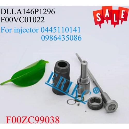 ERIKC F00ZC99038 fuel injector overhaul repair kits nozzle DLLA146P1296 valve F00VC01022 for Opel Renault 0445110141 0986435086