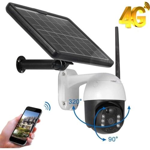 4G SIM Card Solar Panel WIFI IP Camera Outdoor HD 1080P Wireless PTZ CCTV Camera Two-Way Speak Night Vision Surveillance Camera