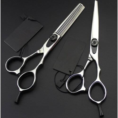 Custom-made Top-grade professional 440c 6 inch cutting barber makas thinning cut hair scissor shears hairdressing scissors set