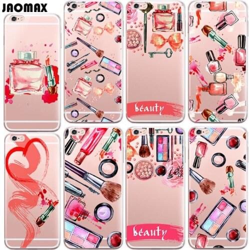 Jaomax Fashion Cosmetic Lipstick Makeup Phone Case For iPhone Xs Max Xr X 8 6 Plus 5 5S 7 Transparent Soft Silicone Cell Cover