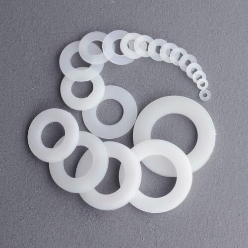 M3 M3.5 M4 M5 M5.8 M6 M8 M10 M12 M14 M16 M18 M20 100/50/20pcs White Plastic Nylon Washer Flat Spacer Seals Washer Gasket Ring