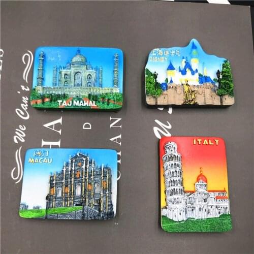 BABELEMI Fridge Magnet Souvenir India Taj Mahal China Shanghai Macao Italy Leaning Tower of Pisa Refrigerator Magnetic Sticker