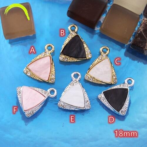 Fashion Earrings Charm Pendant 10pcs Rhinestone Geometric Enamel Charms Gold Metal Pendant Jewelry Finding