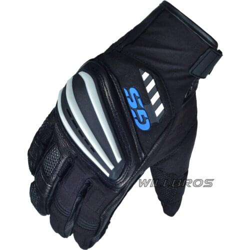 Motorcycle Rallye 4 GS Leather Gloves For BMW Motorrad Guantes Motorbike Scooter Black Blue Luvas Unisex Mens