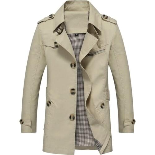 Mens Trench Coat Fashion Designer Autumn Slim Brand Mens Jacket Cotton Windbreaker Coats Male Size L-5XL