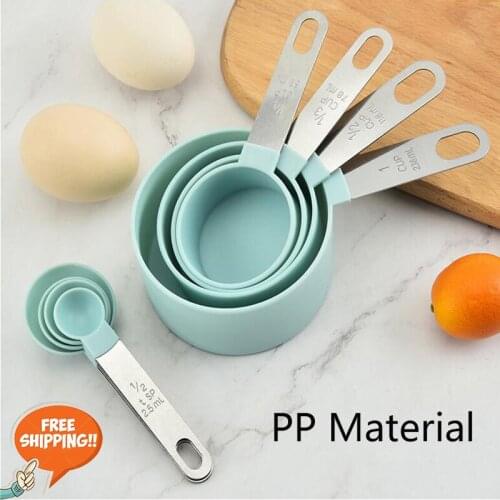 8pcs Multi Purpose Spoons/Cup Measuring Tools PP Stainless Steel Handle Measuring Spoons Set Baking Accessories Kitchen Gadgets