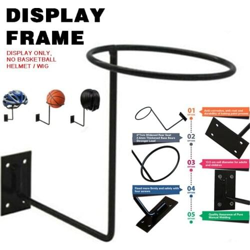 Wall Mount Display Rack Motorcycle Helmet Basketball Wig Stand Holder Durable Wig Hanger Hook Hat Storage Holder