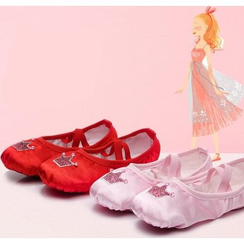 Professional Pointe Embroidery Girls Women Ladies Satin Ballet Children Child Satin Soft Ballet Slippers Split Cow Suede Outsole