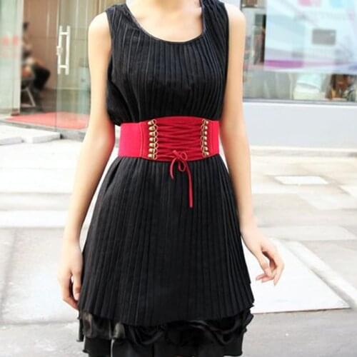 Retro Trendy PU Leather Bandage Solid Color Elastic Width Waist Seal Women Ladies Female Girdle Belts FS0721