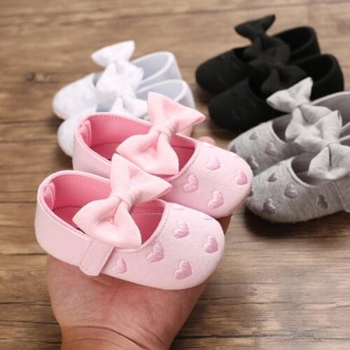 Cute Newborn Toddler Girl Crib Shoes Baby Bowknot Soft Sole Prewalker Sneakers 0-18M