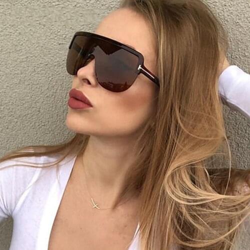 One Piece T Leg Brand Sunglasses For Men New Vintage Oversize Luxury Sun Glasses Women Half Frame Gradient Eyewear Big Shades