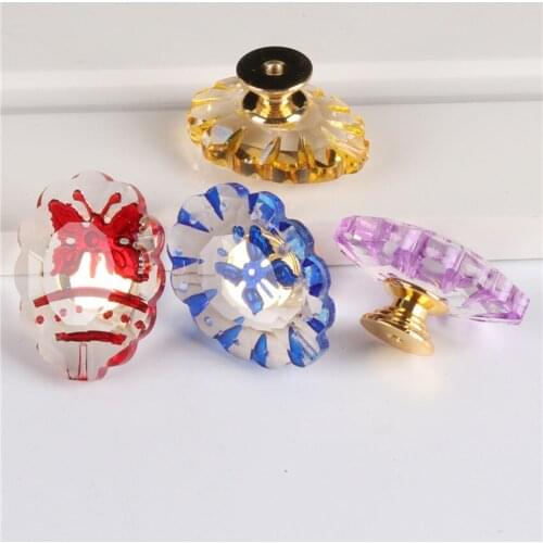 Modern fashion creative glass crystal butterfly drawer tv cabinet shoe cabinet knob pull gold cupboard dresser furniture handle