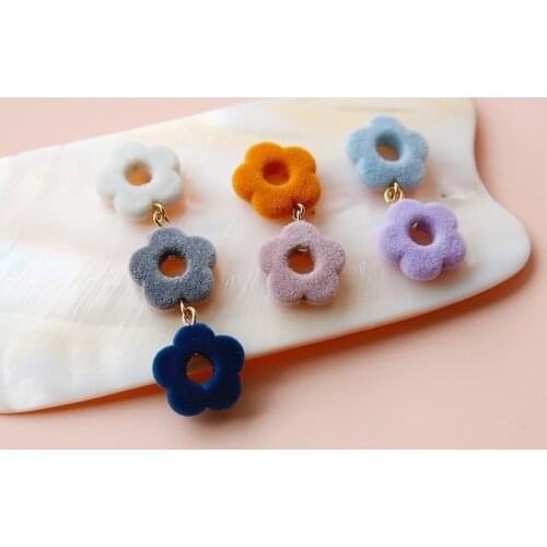 Autumn and winter retro flocking flower pendant vintage earrings hairpin hand-made materials DIY jewelry accessories