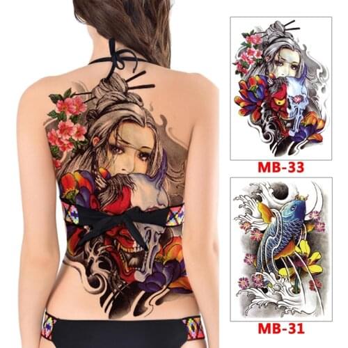 Waterproof Full Back Tattoo Stickers Men Peking Opera Buddha Fake Tattoo Chinese Dragon Big Large Full Back Chest Tattoos