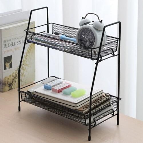 YT Home Collection Detachable Desktop Double-layer Shelves Kitchen Iron Art Sundries Storage Basket Fruit Snacks Home Storage