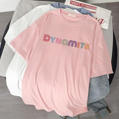 2020 album DYNAMITE print women tshirts Kpop Korean style short sleeve cute Harajuku hip-hop short sleeve top y2k femme t-shirts