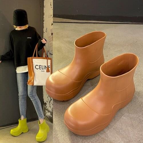 2021New Brand Women Rain Boots New Rubber Ladies Walking Waterproof Ankle Rainboots Casual Thick Bottom Short Boot
