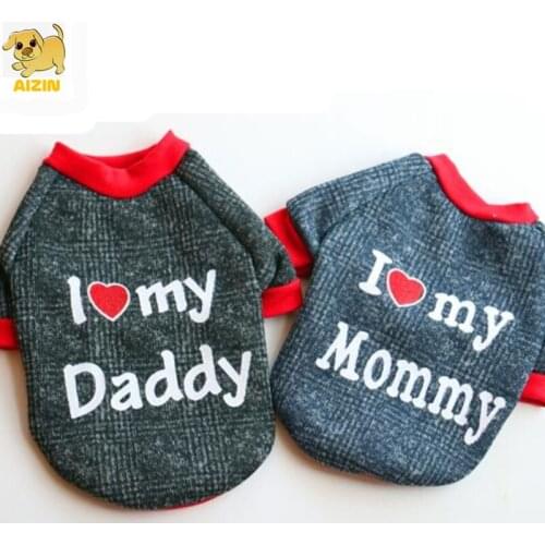 Letter Winter Dog Fleece Sweater Coats Pets Cat Clothes Love Mom Dad For Cute Puppy Chihuahua Soft Cotton Wear Pets Supplier