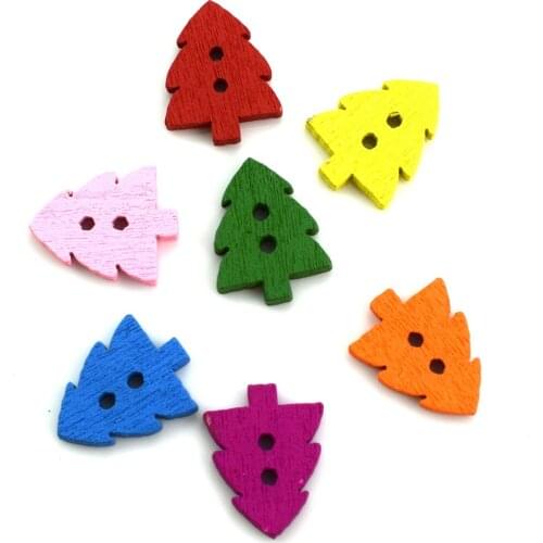 500PCS Mixed Wood Tree Sewing Buttons for Kids Clothes Scrapbooking Decorative Wooden Botones Crafts Needlework DIY Accessories