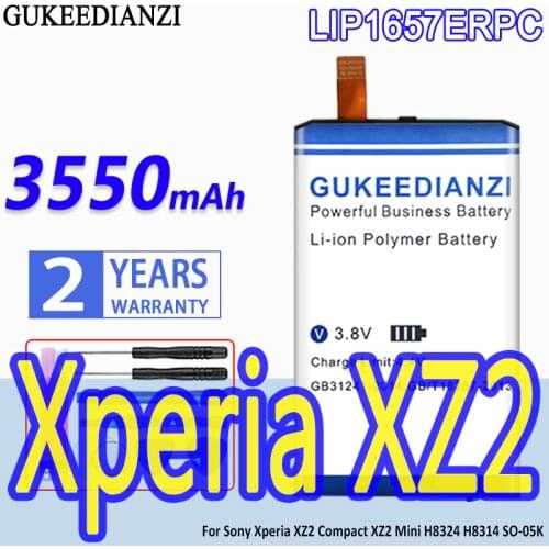 GUKEEDIANZI High Capacity Battery LIP1657ERPC 3550mAh For Sony Xperia XZ2 Compact XZ2 Mini H8324 H8314 SO-05K Bateria