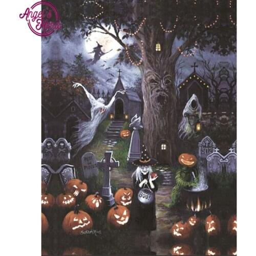 5D DIY diamond embroidery Halloween Night diamond painting Cross Stitch full square Rhinestone mosaic home decoration gif