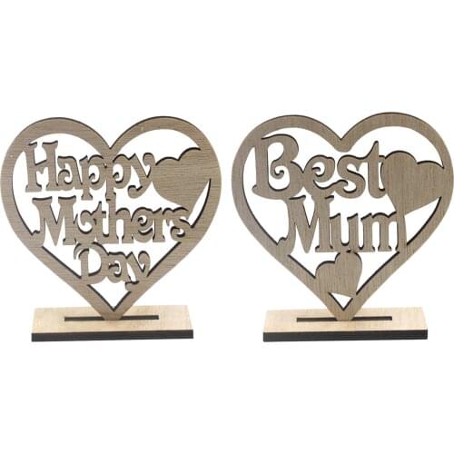 Mothers Day Wooden Embellishments Love Heart Shaped Wood Party Ornaments