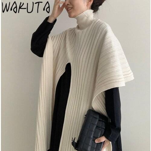 WAKUTA Long Highneck Knitted Split Warp Sweater+base Maxi Dress 2 Piece Set Korean Fashion High Street Vintage Suits Dresses Set