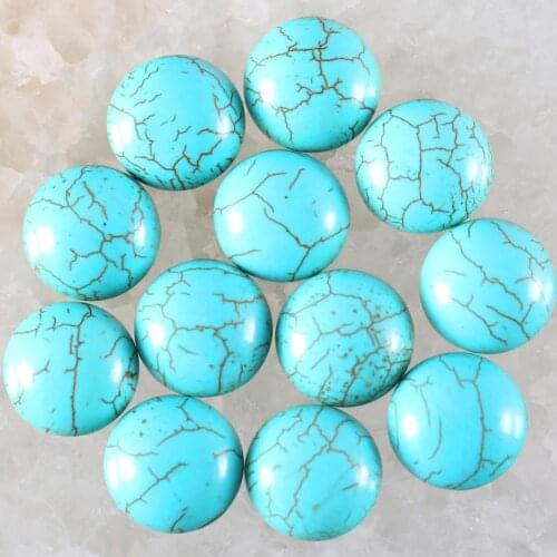 12MM 16MM Round CAB Cabochon Natural Stone Gem Green Howlite No Drilled Hole Beads For Jewelry Making Bracelet Earring 10Pcs