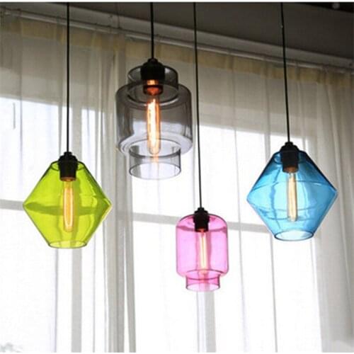 Nordic Creative Stained Colorful Glass Pendant Lamp Clothes Shop Hotel Bedroom Dining Room Hot Pot Store Decr Light Fixtures