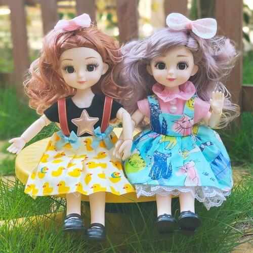 23 Joints Movable 32cm BJD Doll 3D Eyes Fashion Sweet Series Doll Set 6 Points Girl Dress Up Toy Can Be Used As A Birthday Gift
