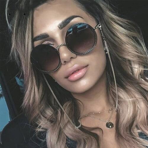 Fashion round feminine glasses vintage Luxury Rimless sunglasses ladies High Quality Gradient womens sunglasses