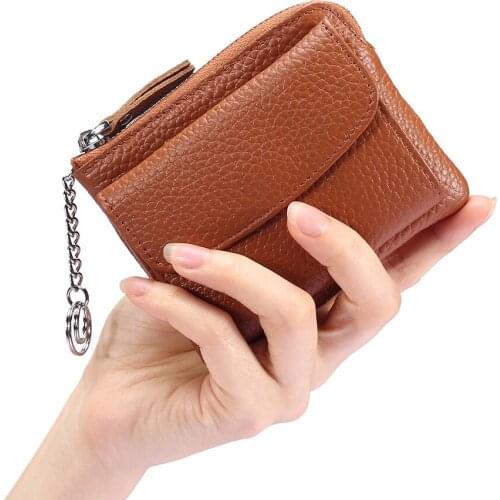 Fashion Top Layer Leather Coin Purse Women Small Wallet Change Purses Mini Zipper Money Bags Ladies Pocket Wallets Key Holder