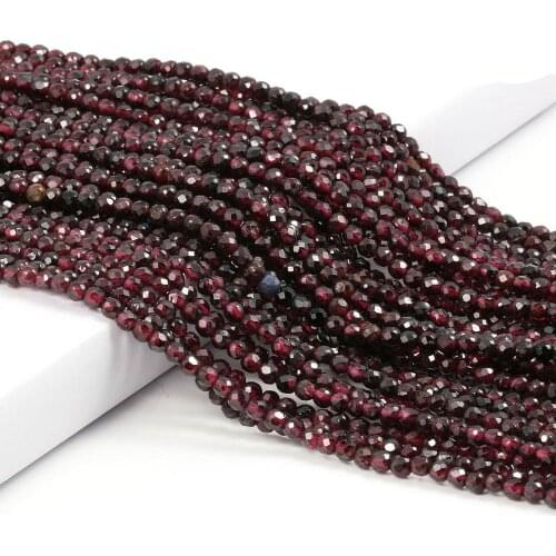 Small Faceted Beads Natural Stone Section Garnet Loose Beads DIY Accessories for Jewelry Necklace Bracelet Making Size 2mm 3mm