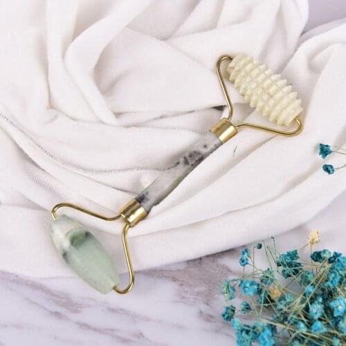 Rose Quartz Jade Massage Roller Facial Massager Machine Face Roller Facial Roller Face Slimming Massager Body Neck Head Massager