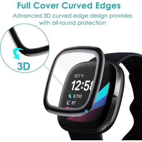 New Screen Protector for Fitbit Versa 3 & Sense 3D Curved Edge Full Coverage Soft Protective Film for Fitbit Versa 3 (Not Glass)