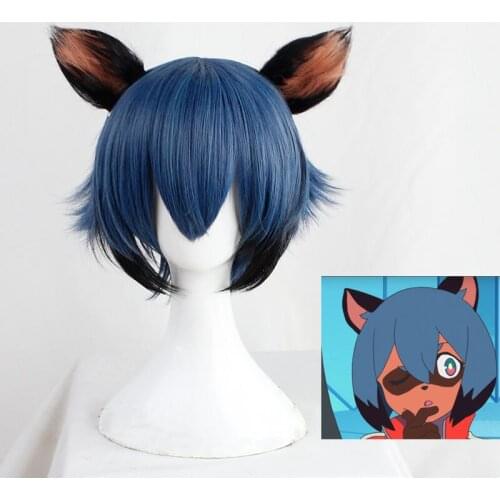 Anime BNA Brand New Animal Kagemori Michiru Cosplay Wigs Blue Black Mix Short Synthetic Hair Wig for Halloween Party Carnival