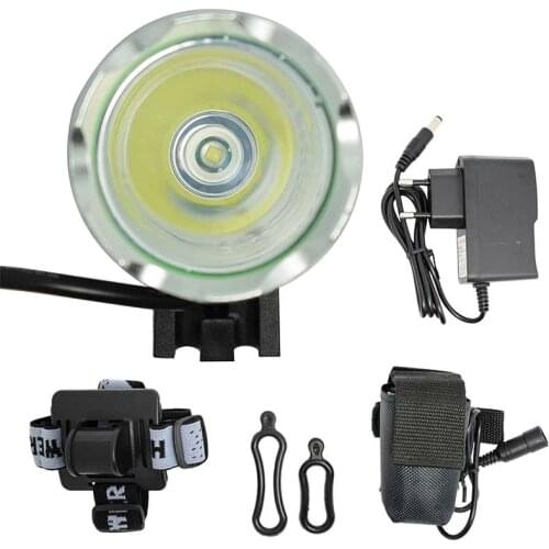 XM-L T6 LED Headlight Bicycle Front Light 1800lm Cycling Flashlight 8.4V 18650 Battery Head Lamp with Charger for Night Riding