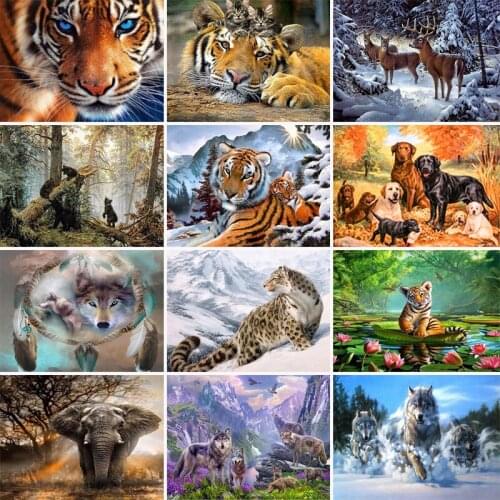 FULL 5D DIY Diamond Painting Cross Stitch kit tiger picture Gifts Round Diamond Embroidery mosaic pattern Home Decor