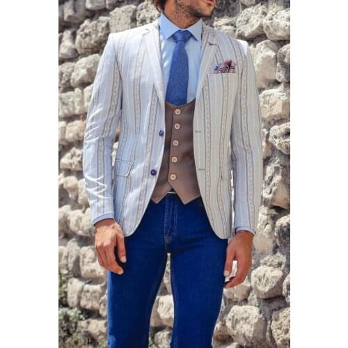 Stripped Blue Slim Fit Blazer