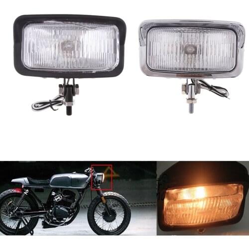 12V 55W Motorcycle Chrome Headlight Assembly 6.5" Rectangle Lamp For Harley 160mm x 90mm Rectangle Head Lamp