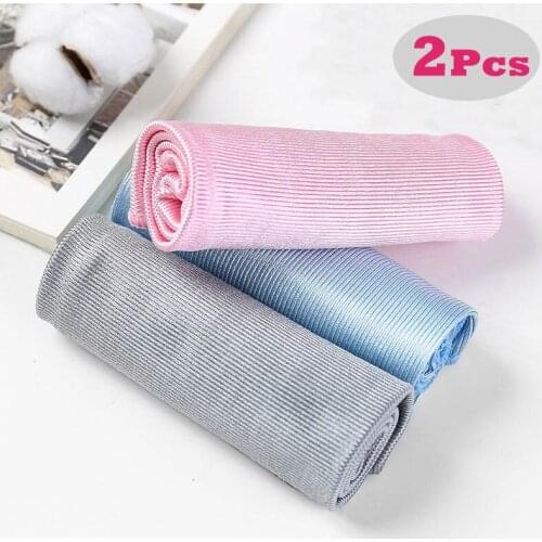2Pcs/lot No Trace Microfiber Cloth Glass Cleaning Towel For Tableware Lint Free Kitchen Dish Towel Window Car Cleaning Towel Rag